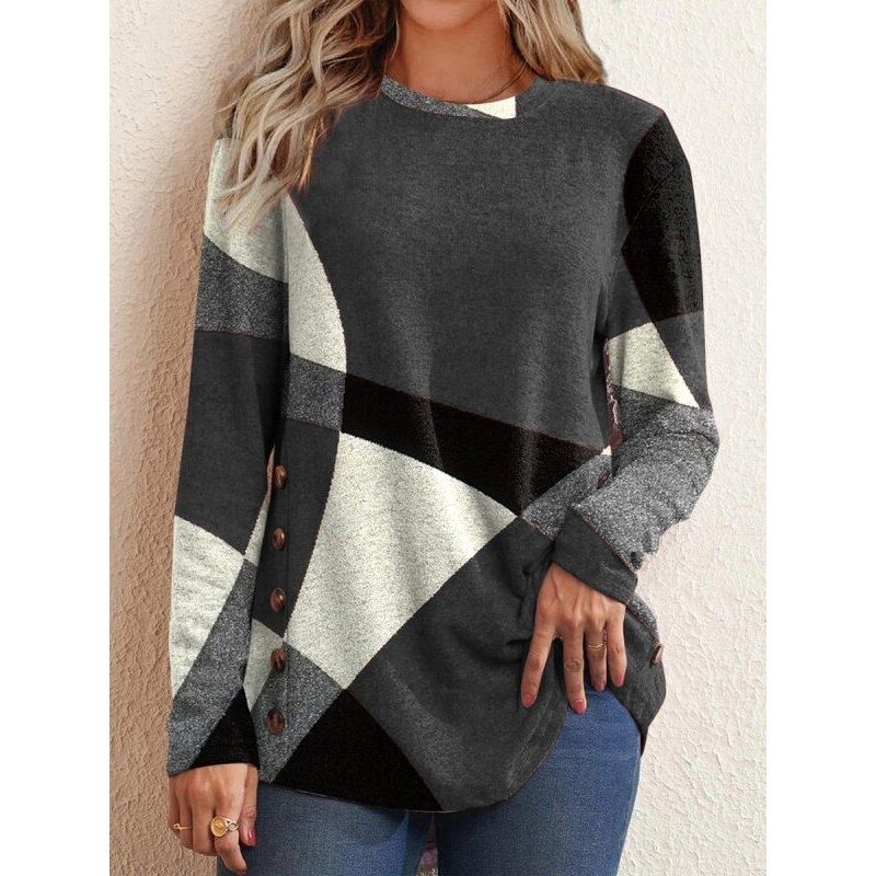 Blusa de Luxo Geométrica Manga Longa - Image 3