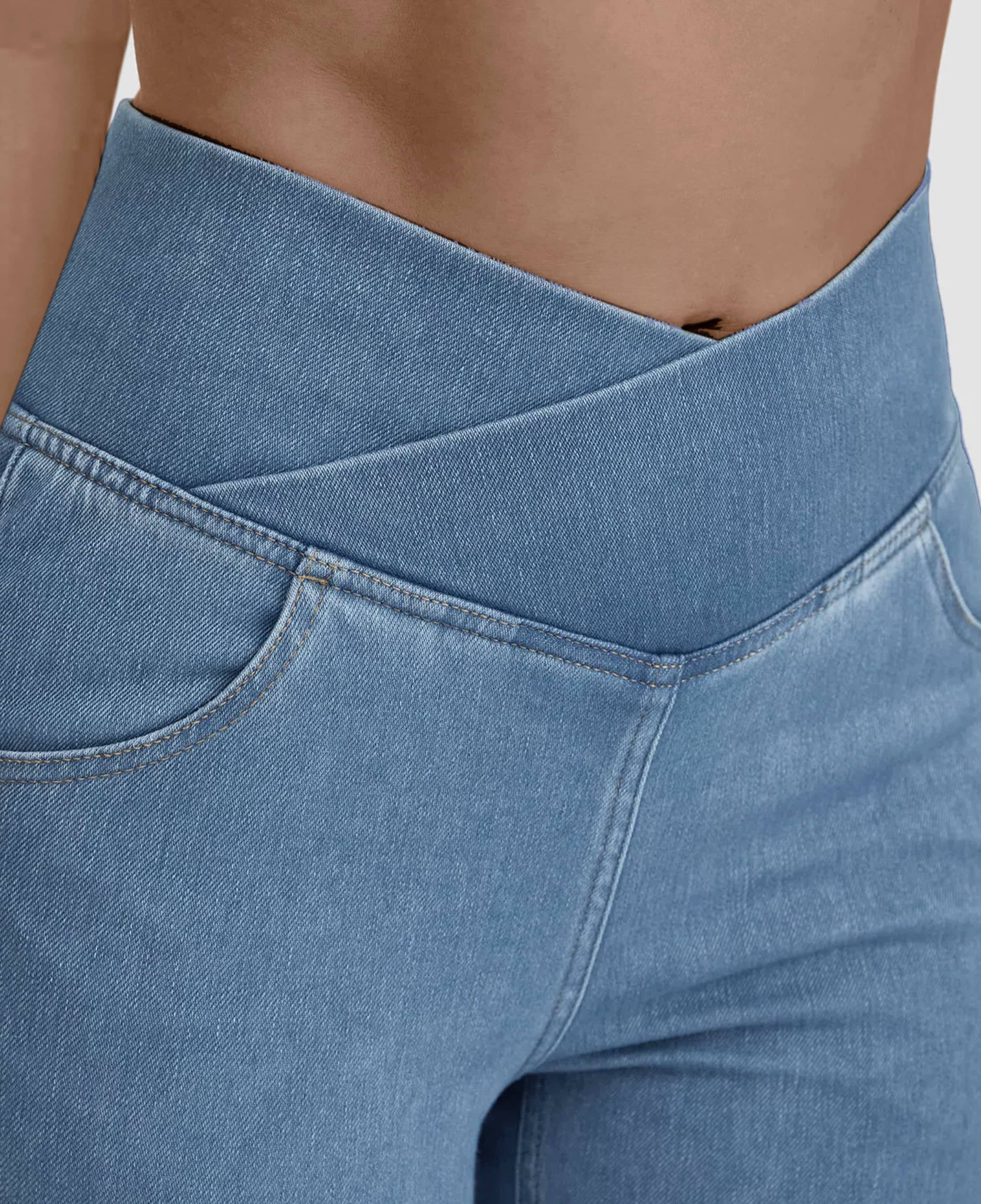 Calça Jeans de Cintura Alta Cruzada (Barriga Chapada) - Image 4