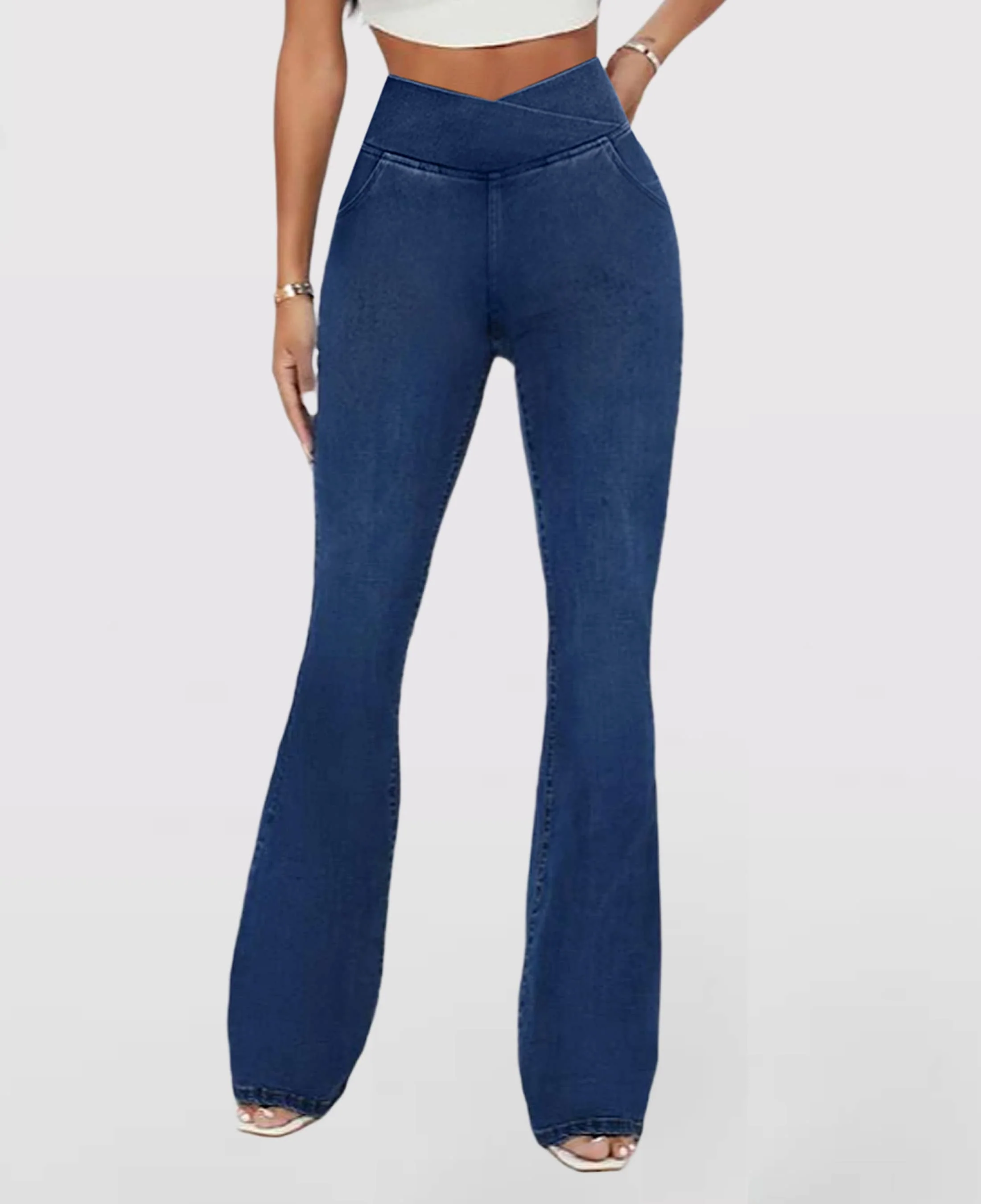 Calça Jeans de Cintura Alta Cruzada (Barriga Chapada) - Image 5