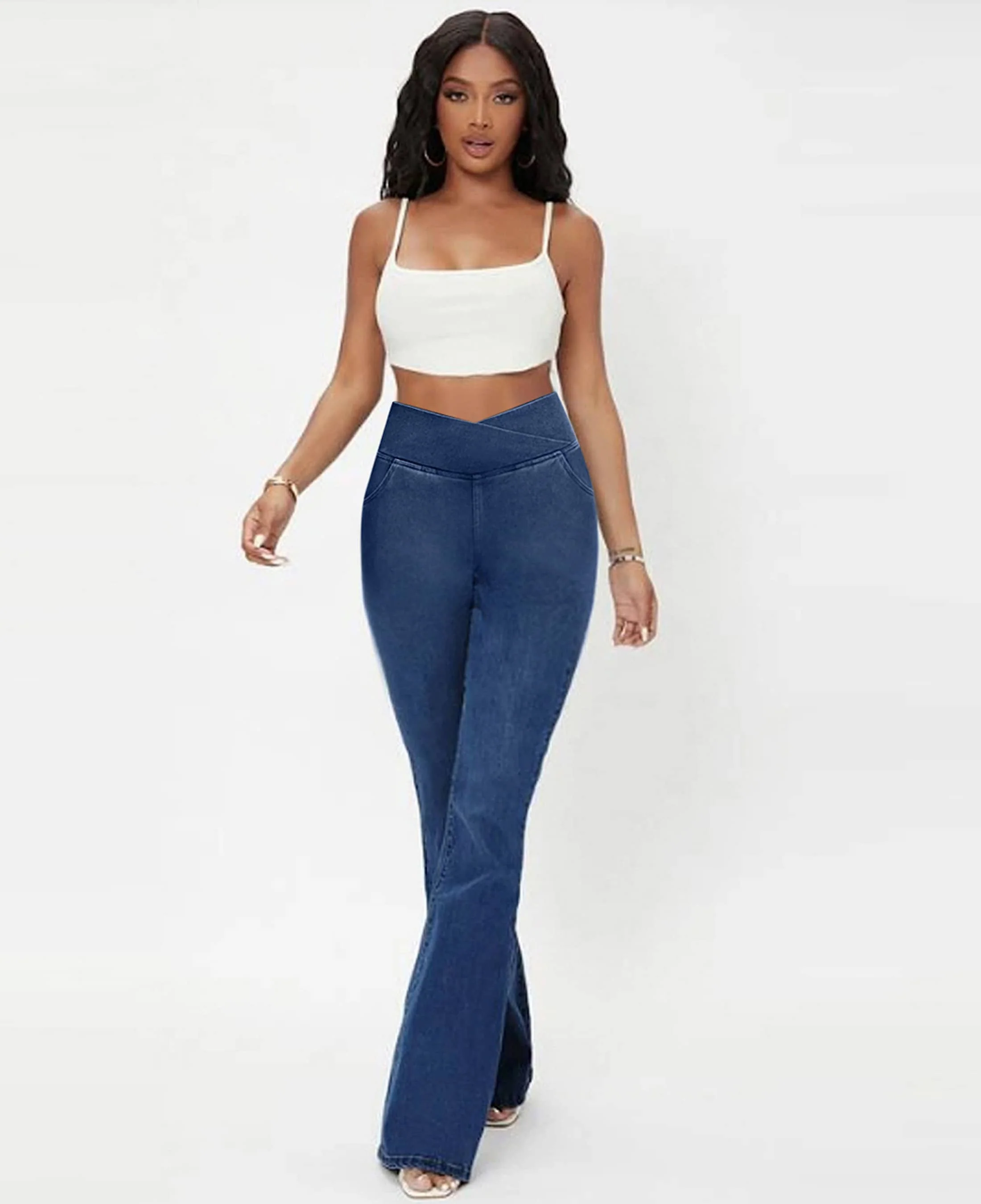 Calça Jeans de Cintura Alta Cruzada - Image 10