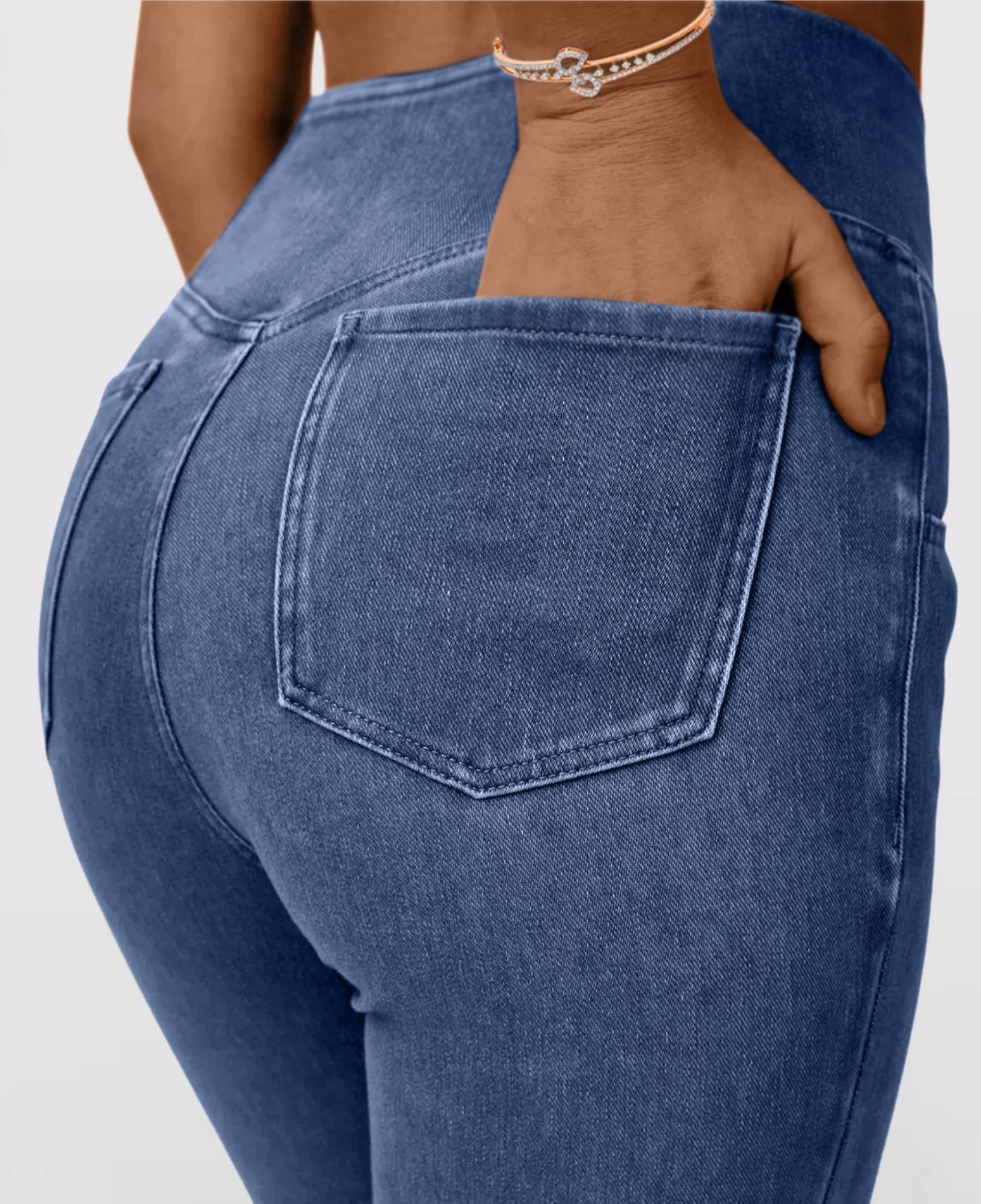 Calça Jeans de Cintura Alta Cruzada - Image 13