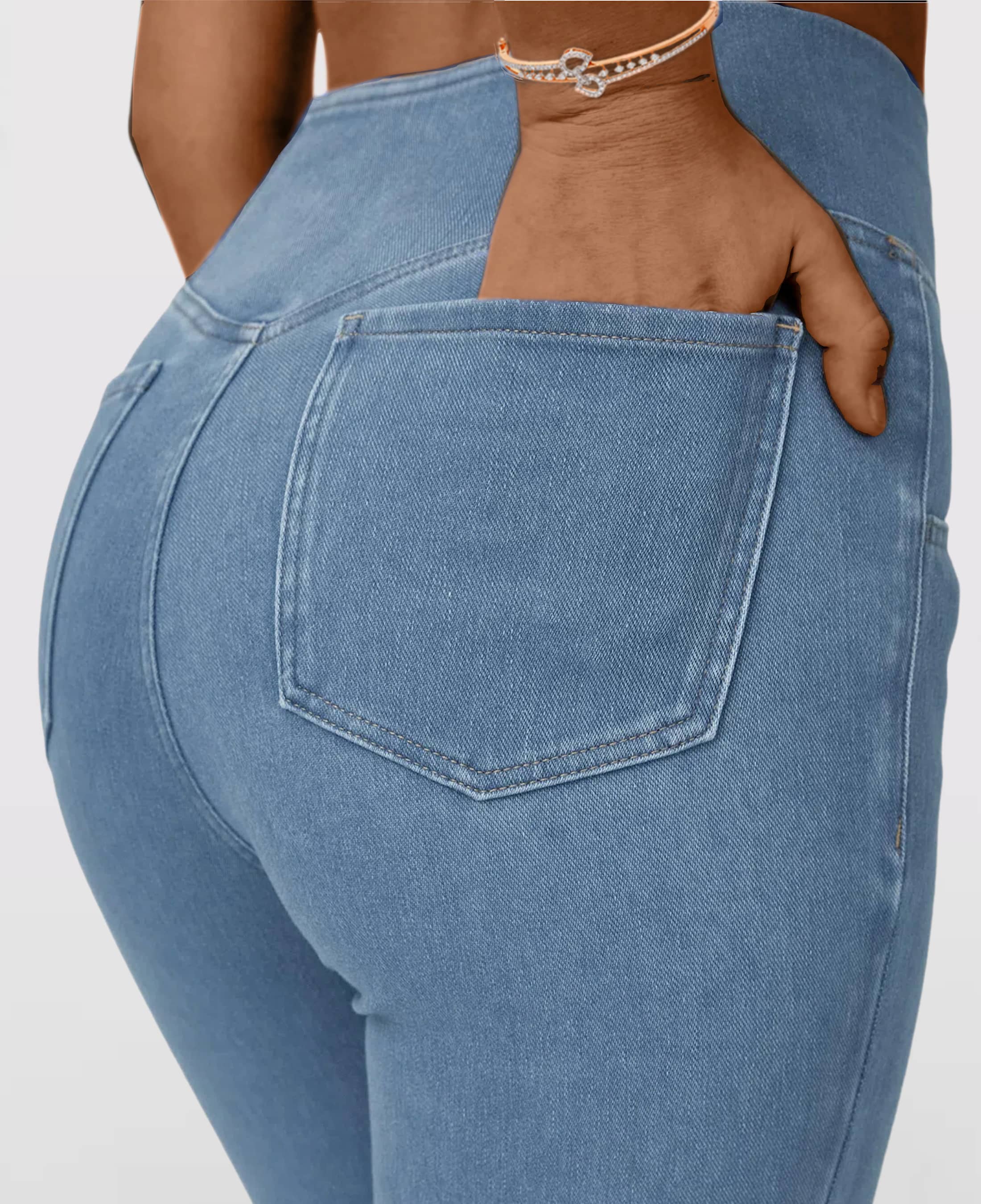 Calça Jeans de Cintura Alta Cruzada - Image 6