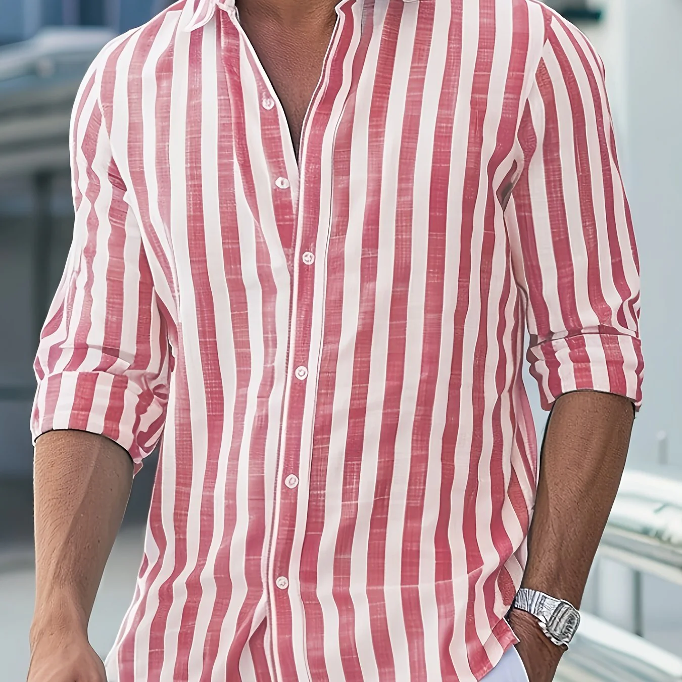 Camisa de Linho Masculina Listrada - Image 2