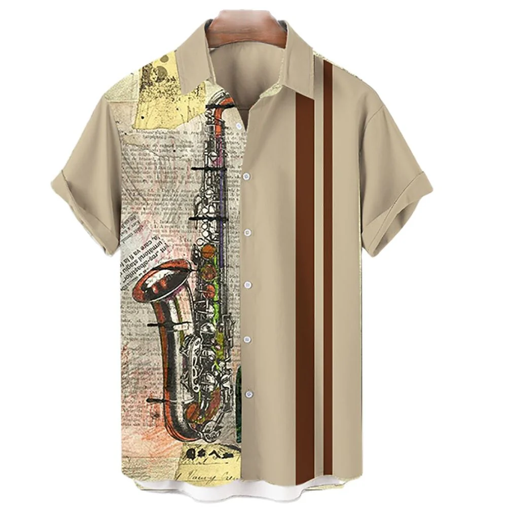Camisa Manga Curta Masculina Estampada - Image 14