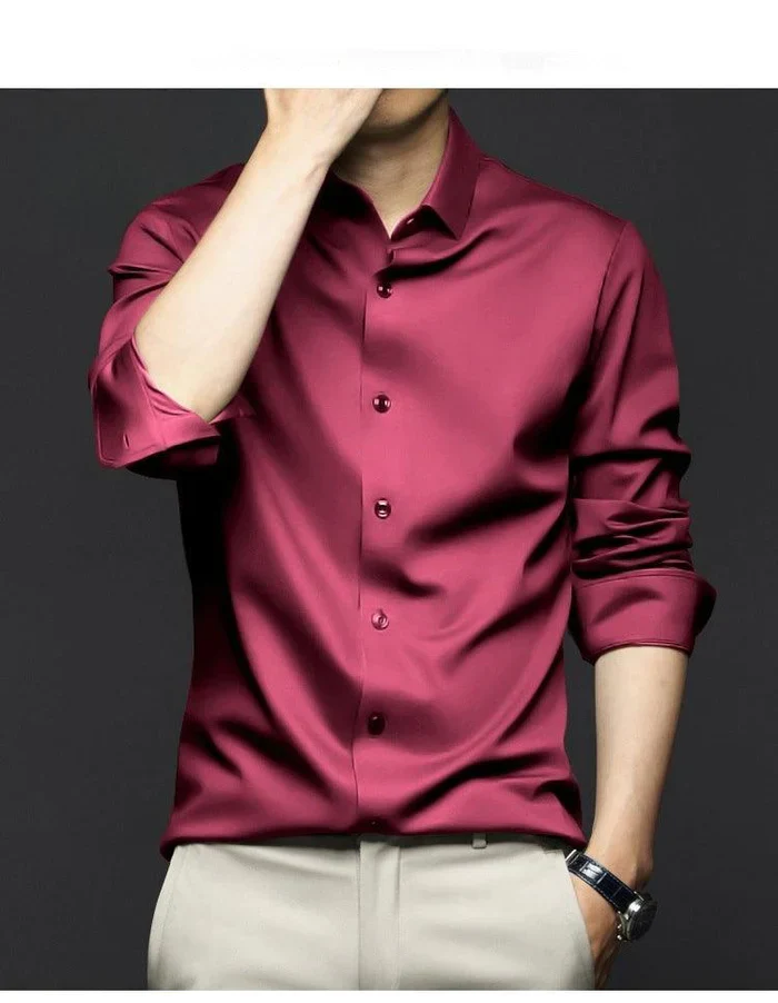 Camisa Social Masculina Alto Padrão em Seda Gelo - Image 3