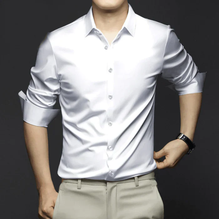 Camisa Social Masculina Alto Padrão em Seda Gelo - Image 6