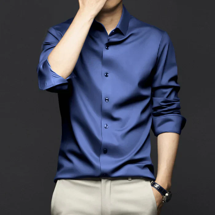 Camisa Social Masculina Alto Padrão em Seda Gelo - Image 8