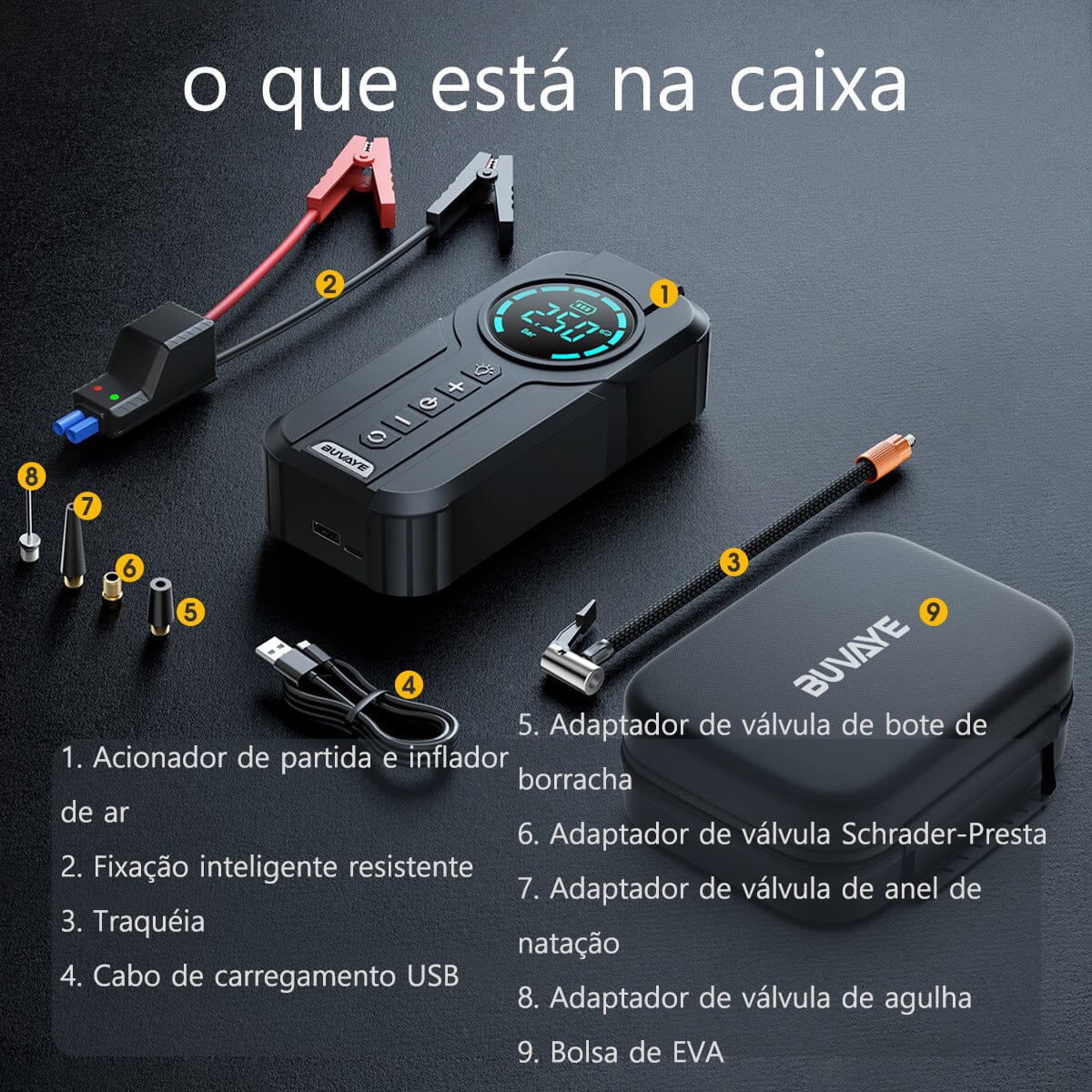 Power Compressor + Carregador de Bateria Veicular Portátil 3 em 1 - [ÚLTIMAS UNIDADES] - Image 6