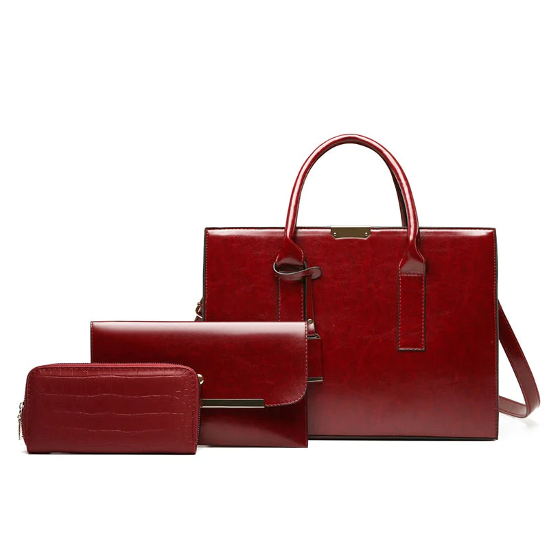 Conjunto Feminino em Couro Bolsa + 2 Carteira - Premium Bags - Image 3