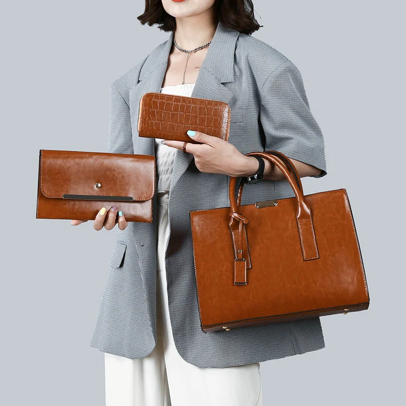Conjunto Feminino em Couro Bolsa + 2 Carteira - Premium Bags - Image 5