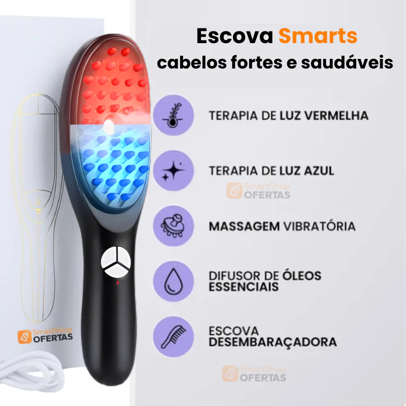 Escova Smarts Terapia™ - LED Anti-queda 4 em 1 para Crescimento Capilar - Image 2