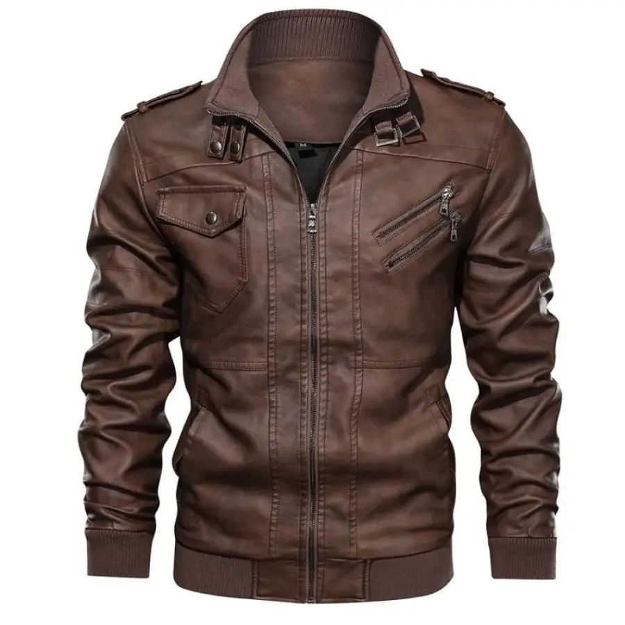 Jaqueta de Couro Premium com Capuz Masculina - Image 13