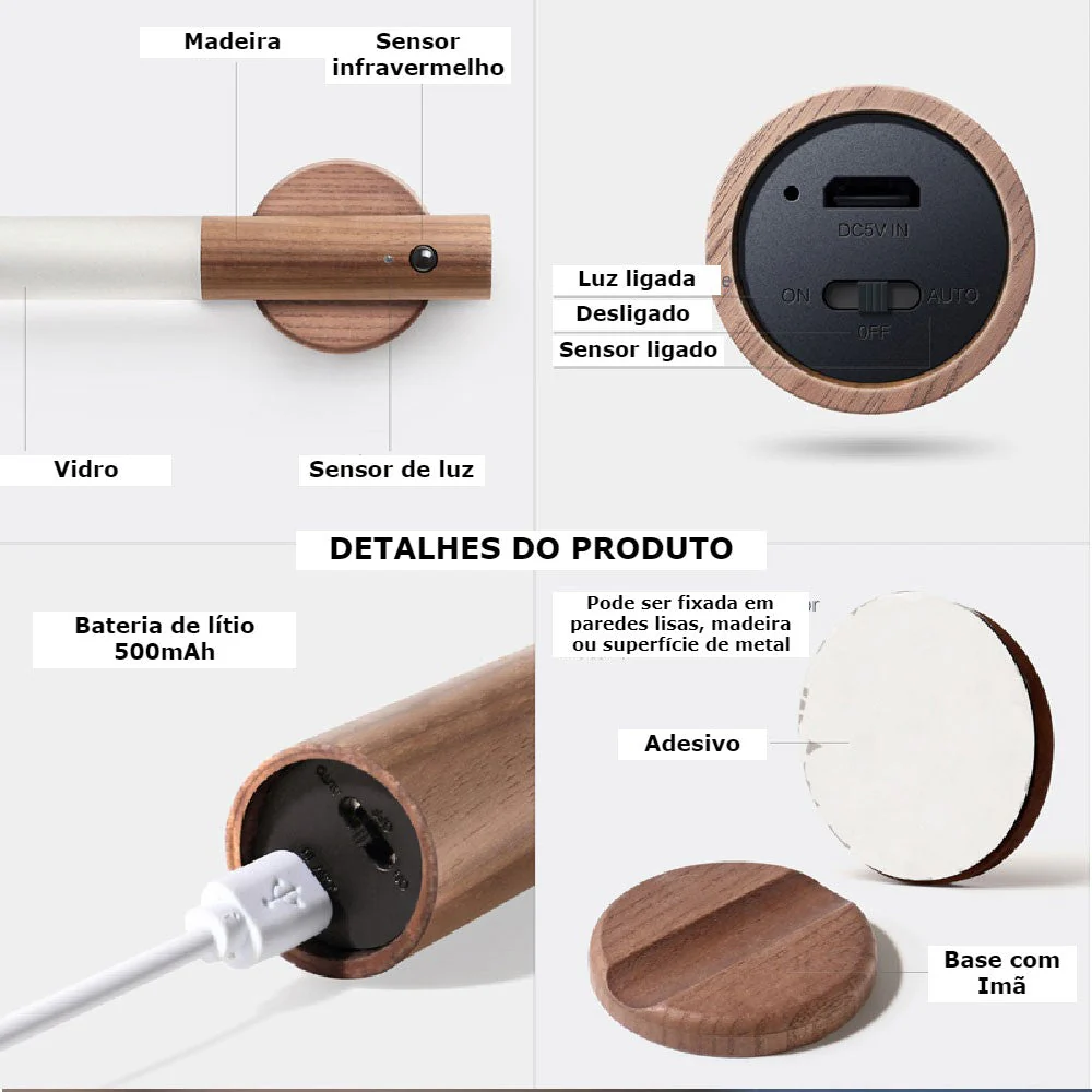 Luminária LED Magnética com Sensor de Movimento - Recarregável - Image 6