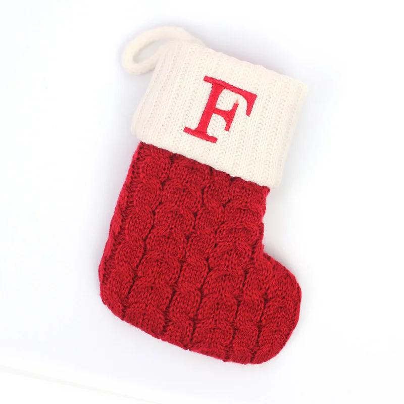Meia de Natal Tricô Alfabeto Floco de Neve Decoração - Image 27