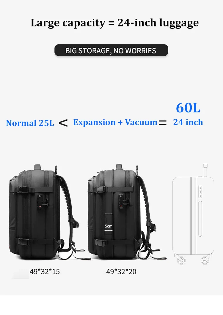 Mochila De Viagem Smart | AirCompress - Image 12