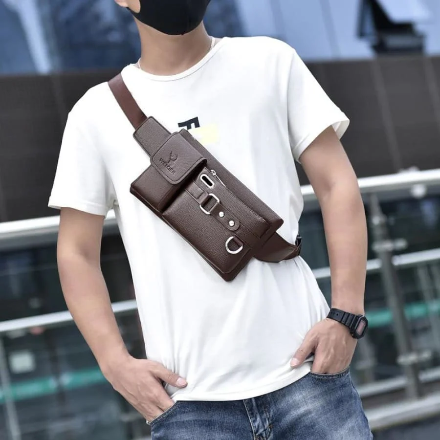 Pochete Masculina Transversal Couro - Image 16