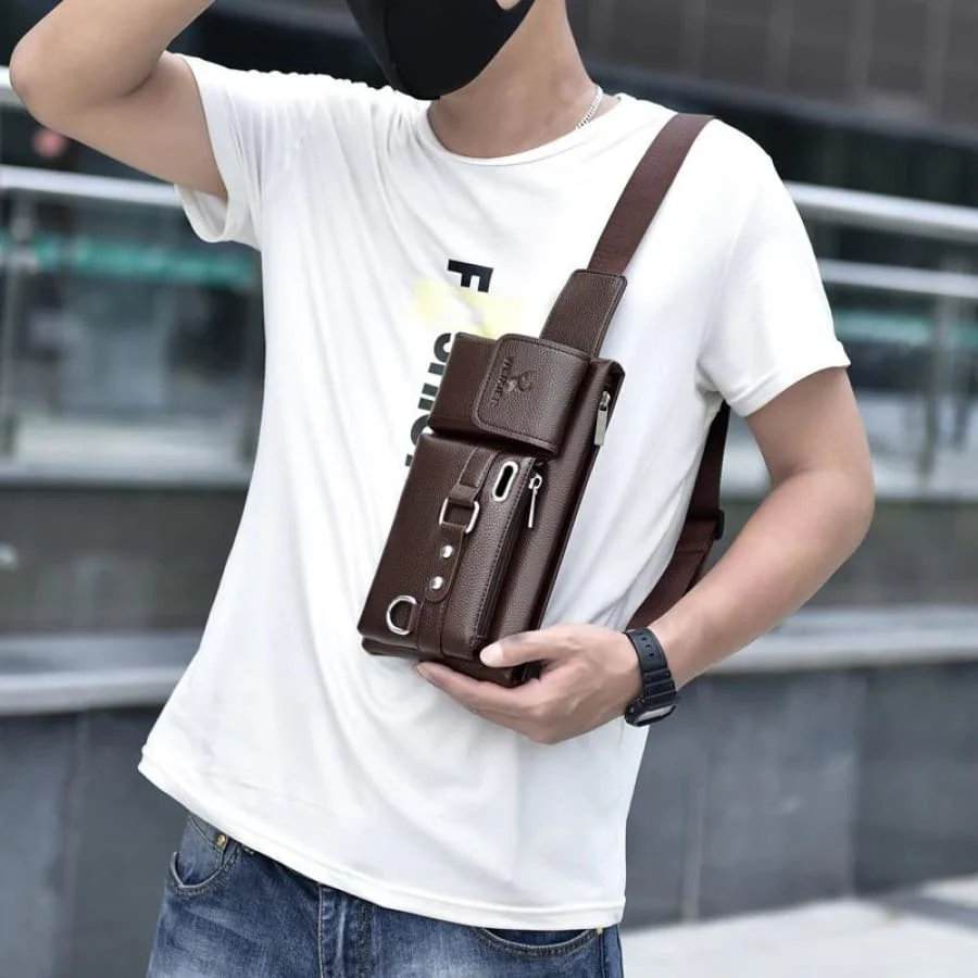 Pochete Masculina Transversal Couro - Image 17