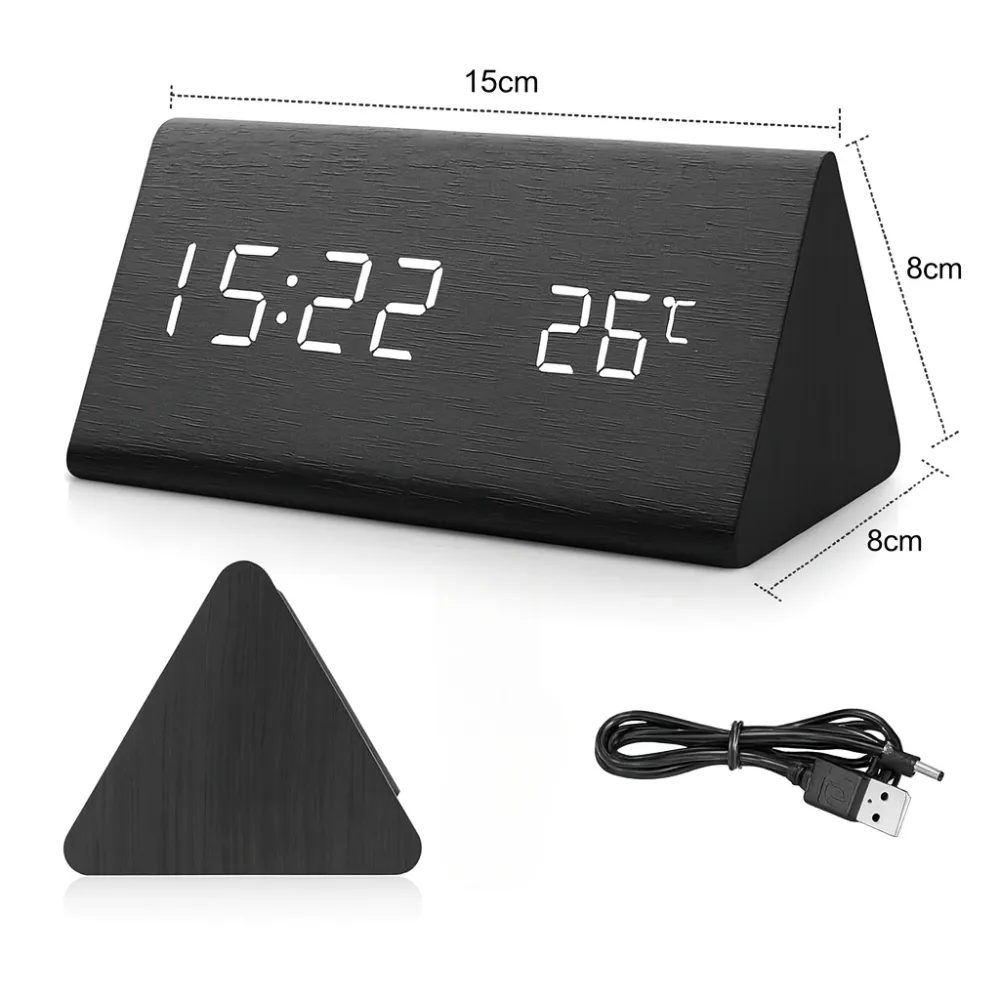 Relógio Digital de Mesa Despertador LED Triangular - Image 9