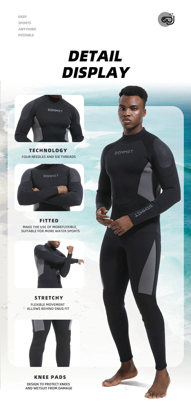 Roupa De Mergulho Masculino e Feminina Wetsuit 1.5MM/3MM - Image 3