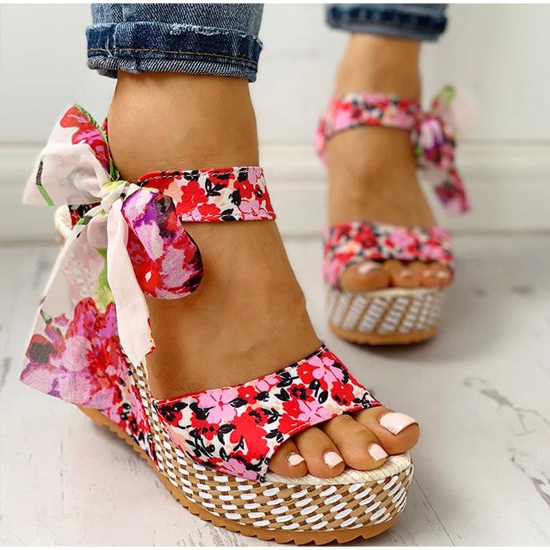 Sandália Salto Anabelle Lançamento Primavera / Verão Com Estampa Floral - Pérola + Frete Grátis - Image 6