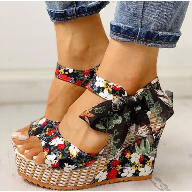 Sandália Salto Anabelle Lançamento Primavera / Verão Com Estampa Floral - Pérola + Frete Grátis - Image 7