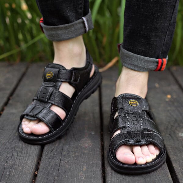 Sandália Masculina de Couro Genuíno - Leather Slip - Image 9